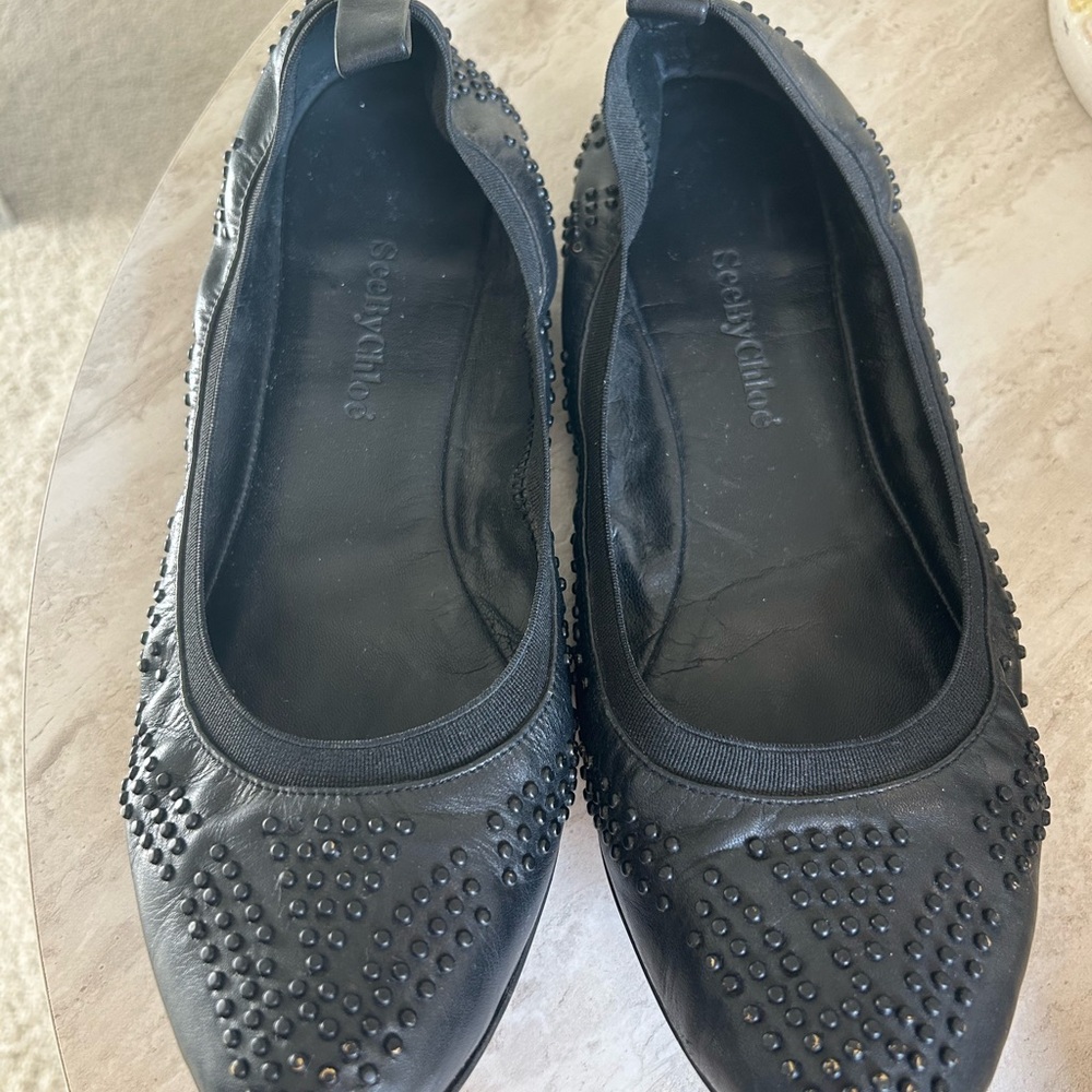 Chloe Black Beaded Women's Flats